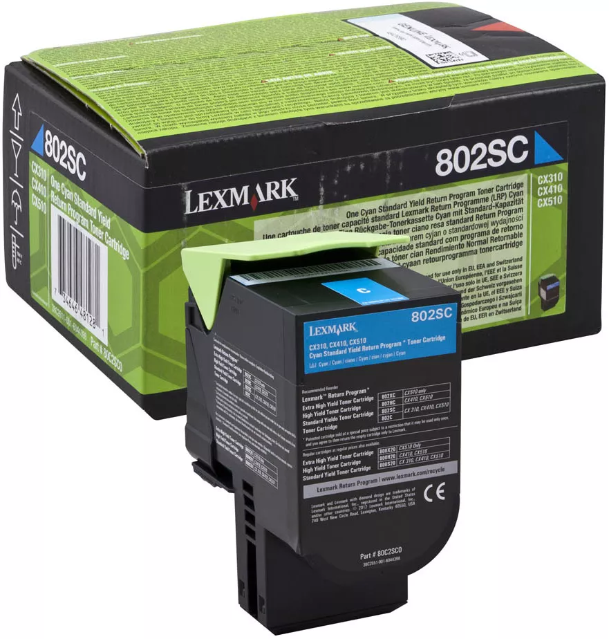 Image of Lexmark 80C2SC0 azuriu (cyan) toner original RO ID 15559