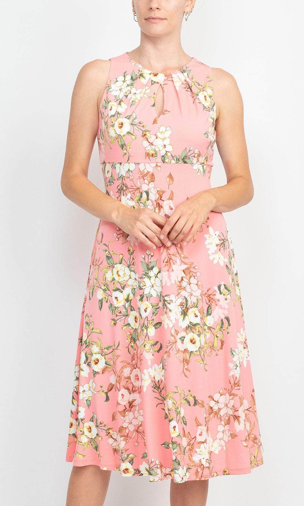 Image of London Times T4470M - Floral Printed Sleeveless Dress