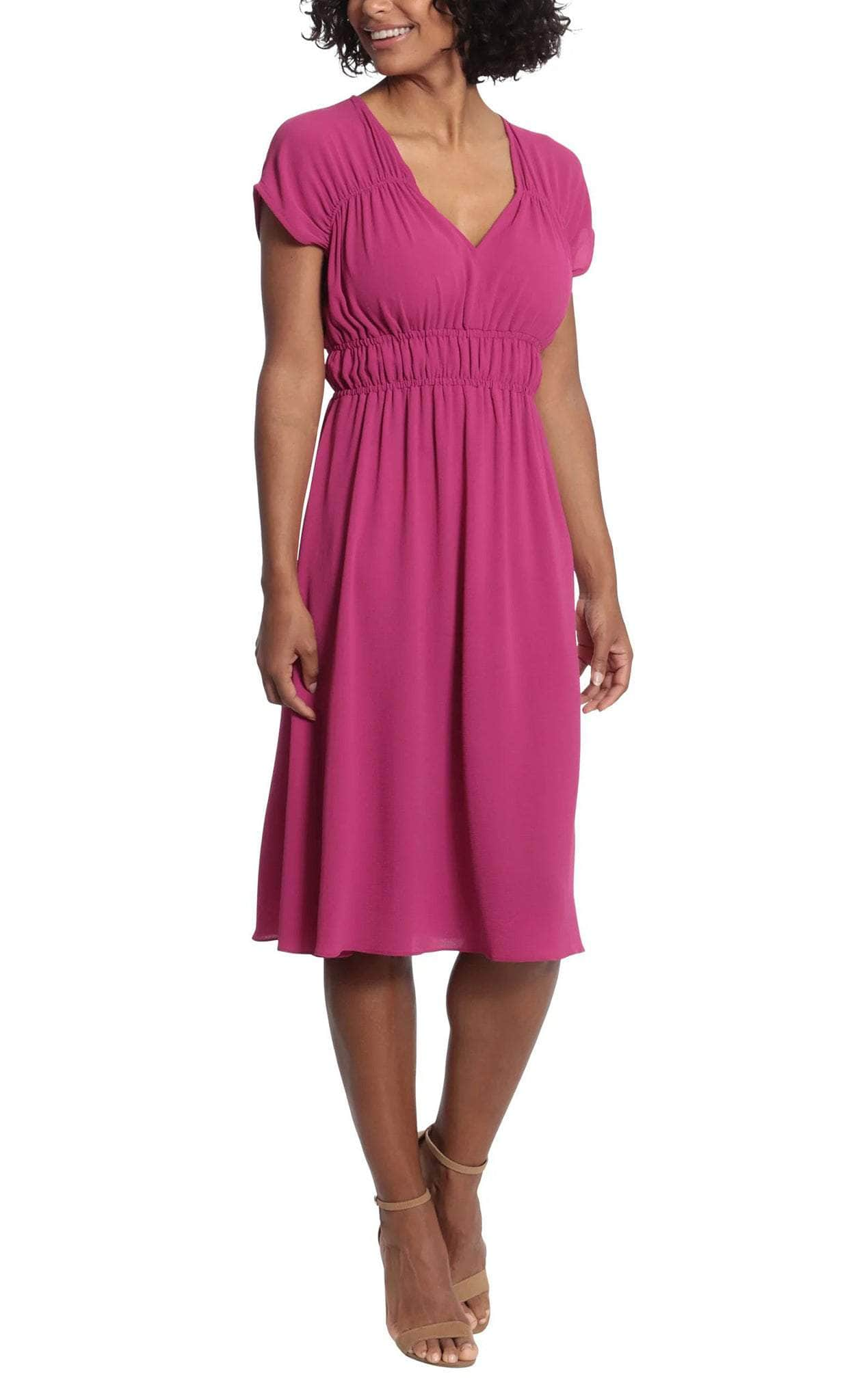 Image of London Times T6099M - Knee Length Cap Sleeve Dress