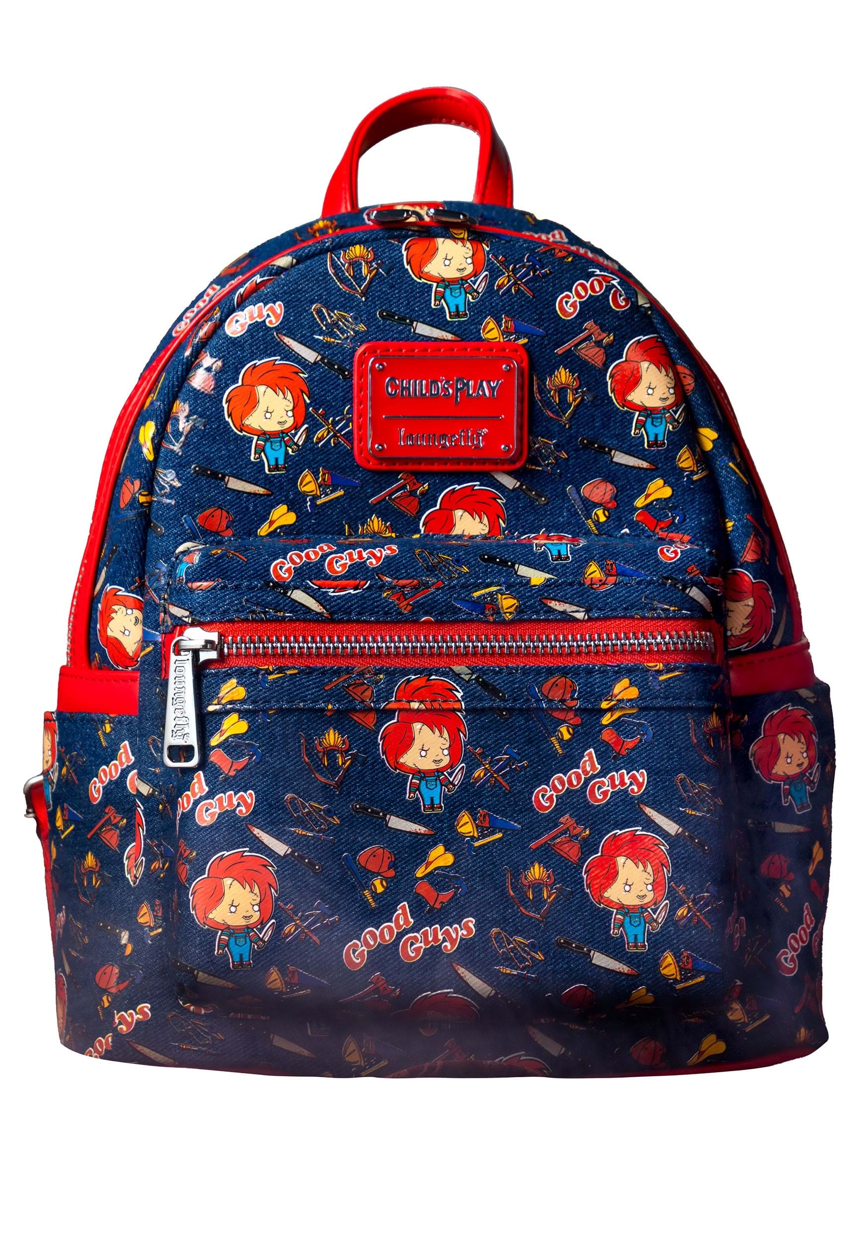 Image of Loungefly Loungefly Denim AOP Chucky Mini Backpack