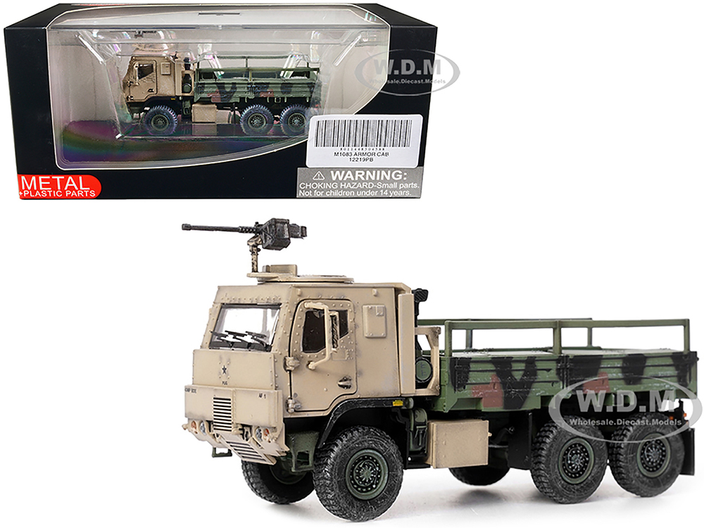 Image of M1083 MTV (Medium Tactical Vehicle) Armored Cab Cargo Truck with Turret NATO Camouflage "US Army" "Armor Premium" Series 1/72 Diecast Model by Panzer