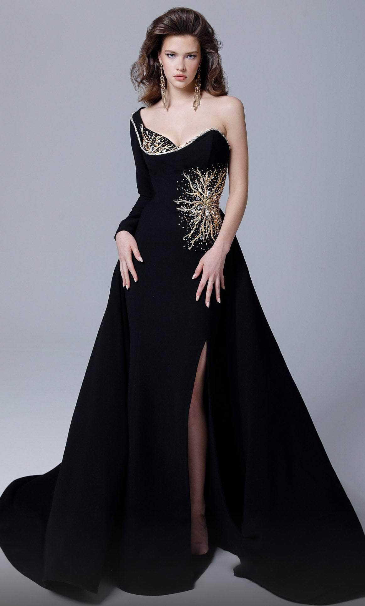 Image of MNM Couture 2719 - One Sleeved Sweetheart Evening Gown
