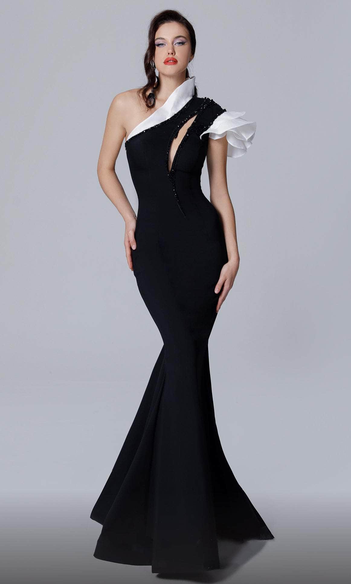Image of MNM Couture 2736 - Chiseled Mermaid Asymmetrical Dress