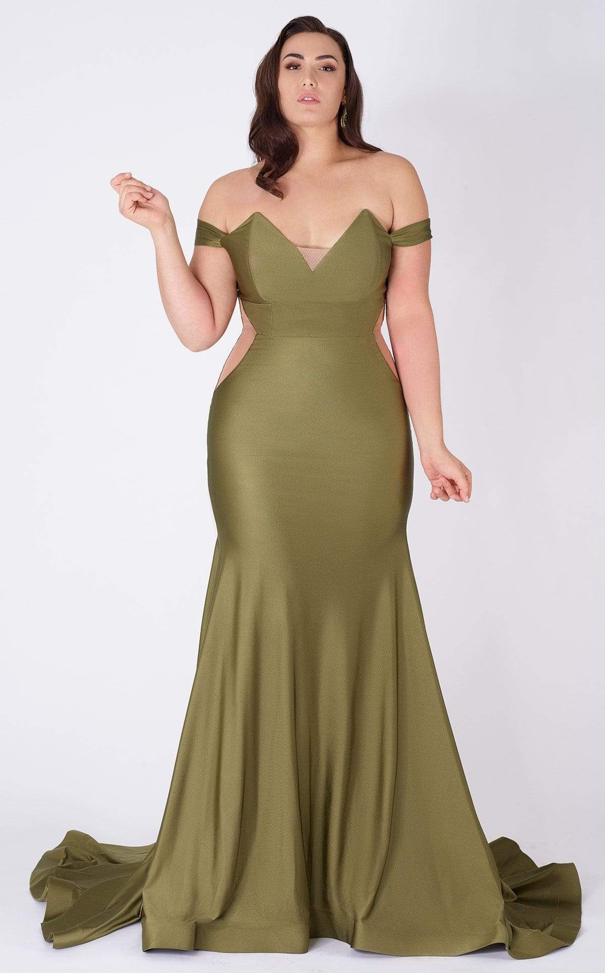 Image of MNM Couture - L0044 Tapered V Neck Mermaid Gown