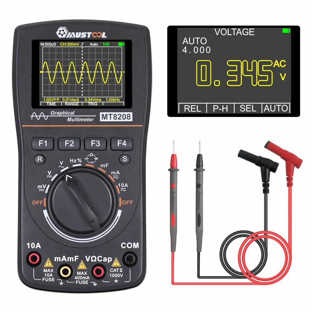 Image of MUSTOOL MT8208 Intelligent Graphical Digital Oscilloscope Multimeter 2 in 1 With 24 Inches Color Screen 1MHz Bandwidth
