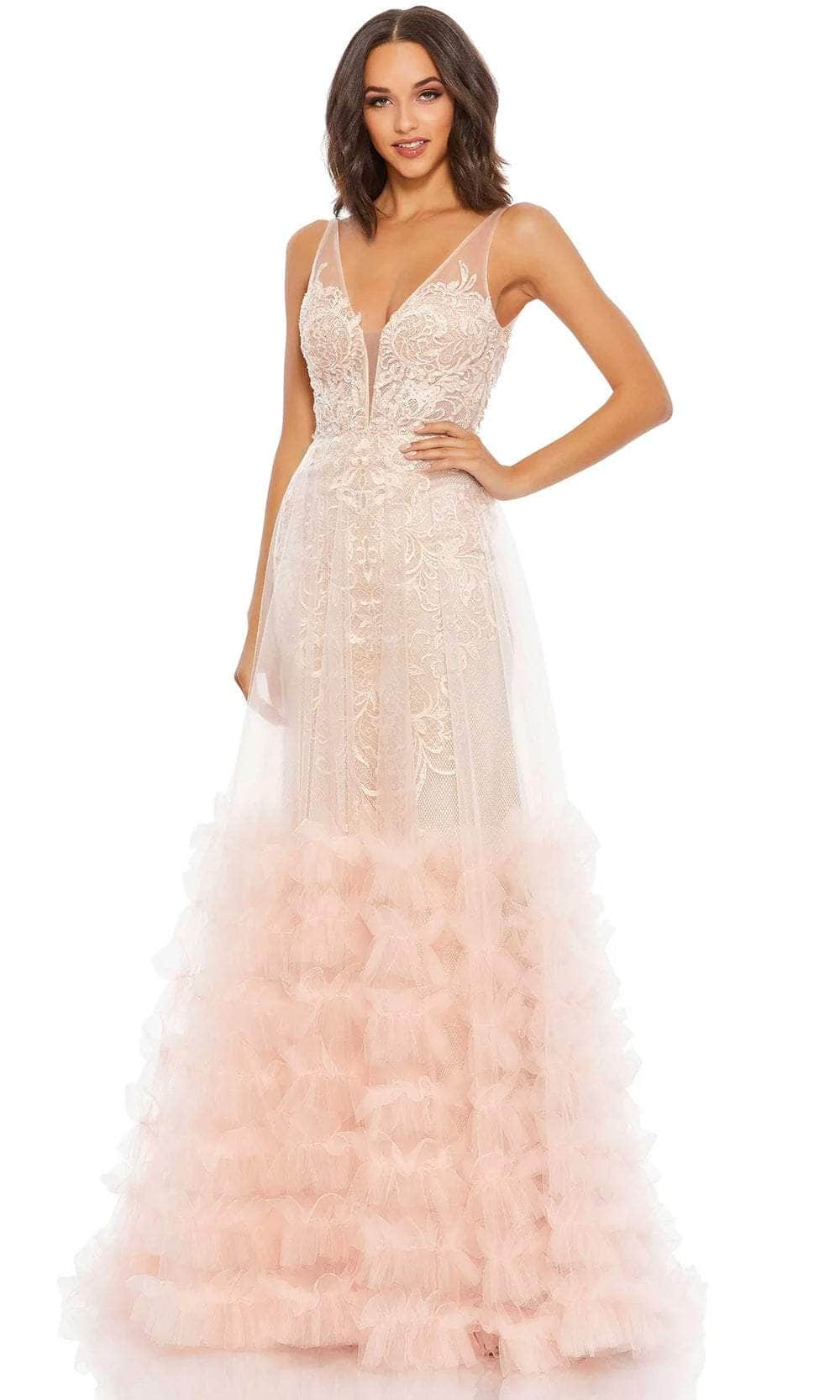 Image of Mac Duggal 11183 - Sleeveless Ruffled Evening Dress