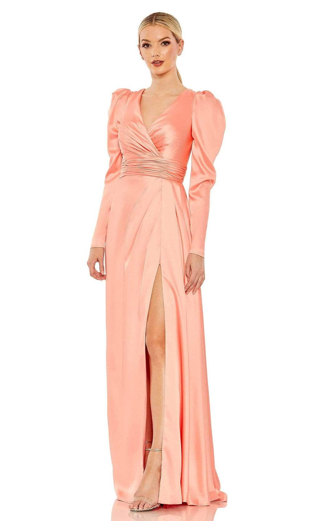 Image of Mac Duggal - 12404 Puff Sleeve Wrap Gown