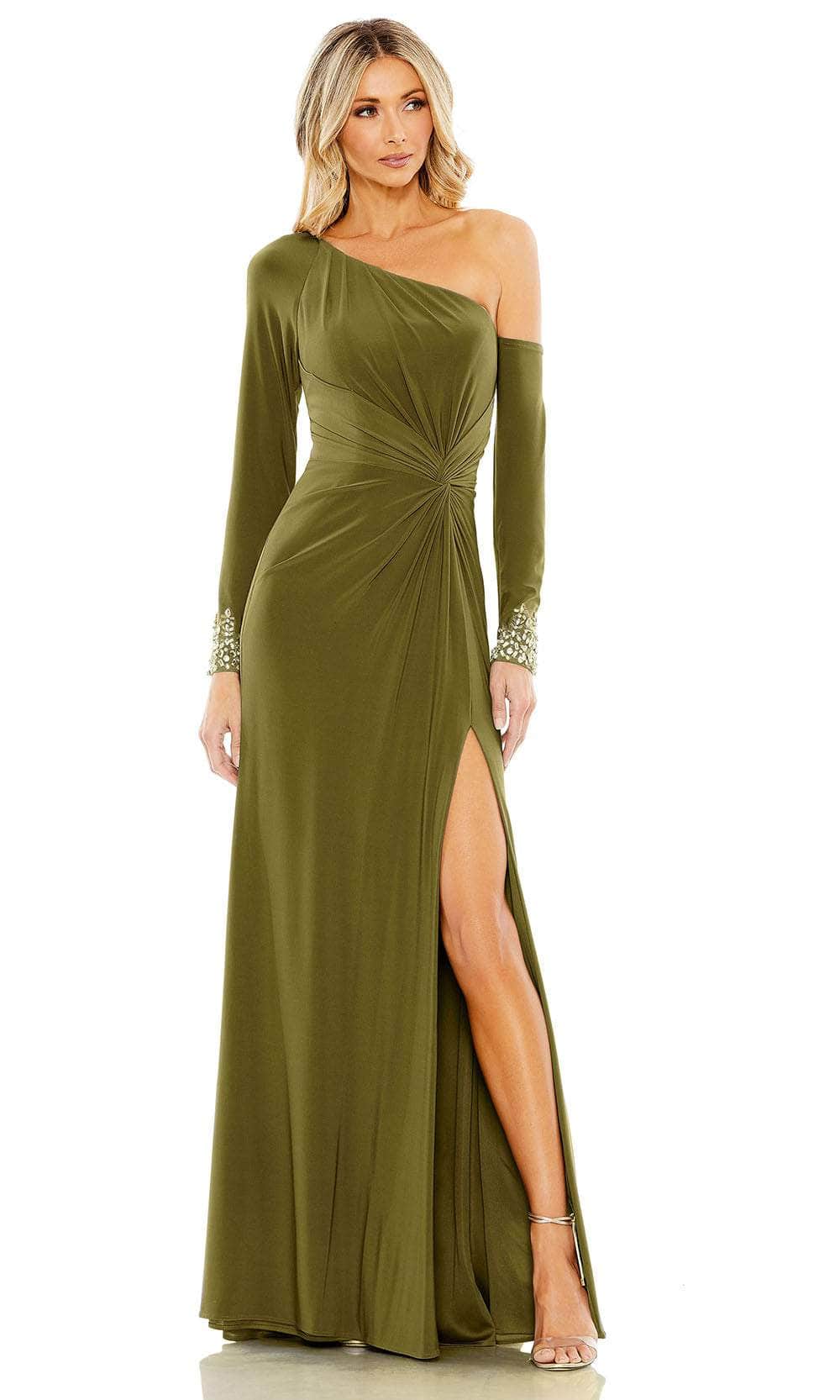 Image of Mac Duggal 12489 - Asymmetrical Beaded Cuff Evening Gown