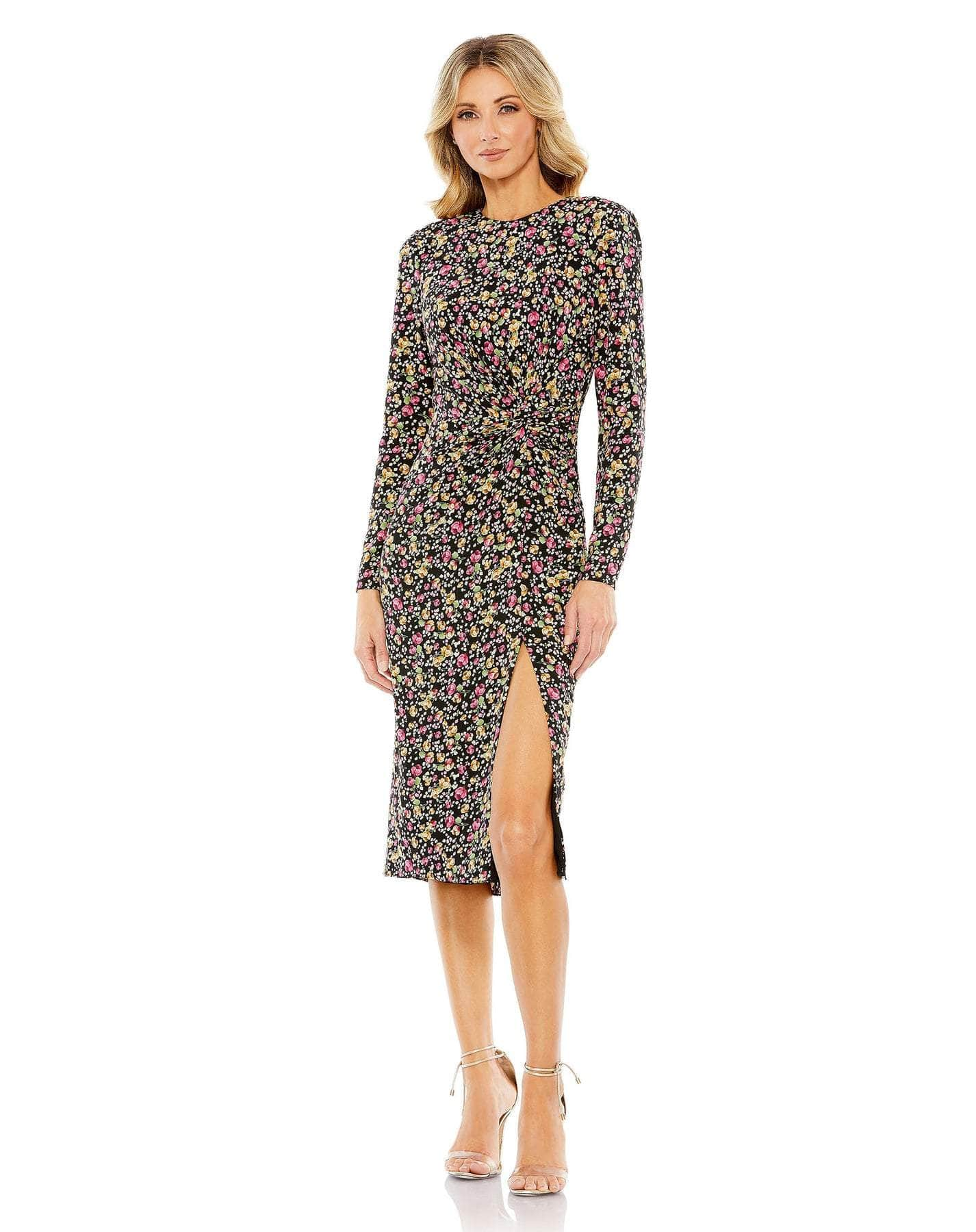 Image of Mac Duggal 26915 - Floral Long Sleeve Sheath Dress