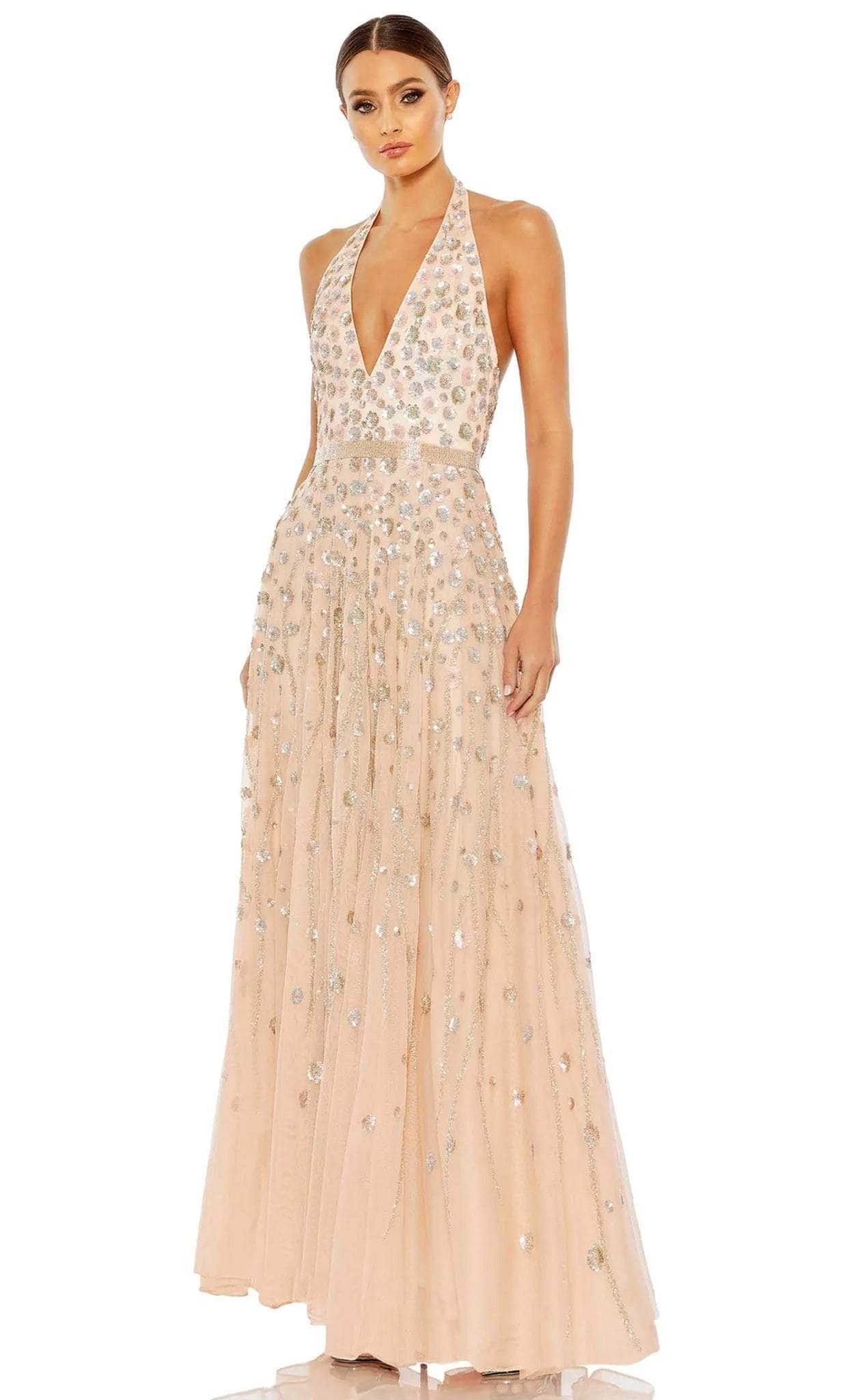Image of Mac Duggal 5654 - Halter Bare Back A-line Gown