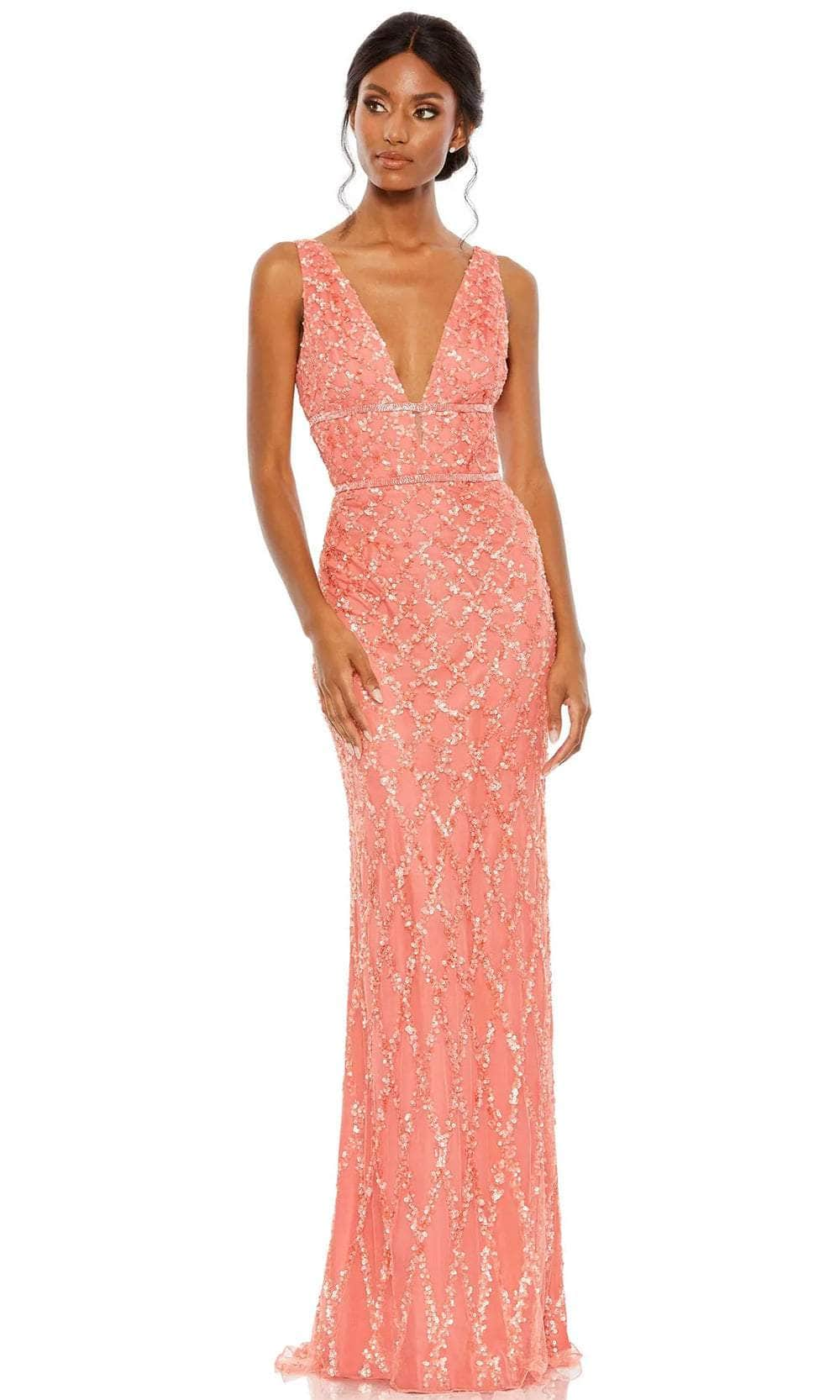 Image of Mac Duggal 5669 - Sleeveless Plunging V-Neck Evening Dress