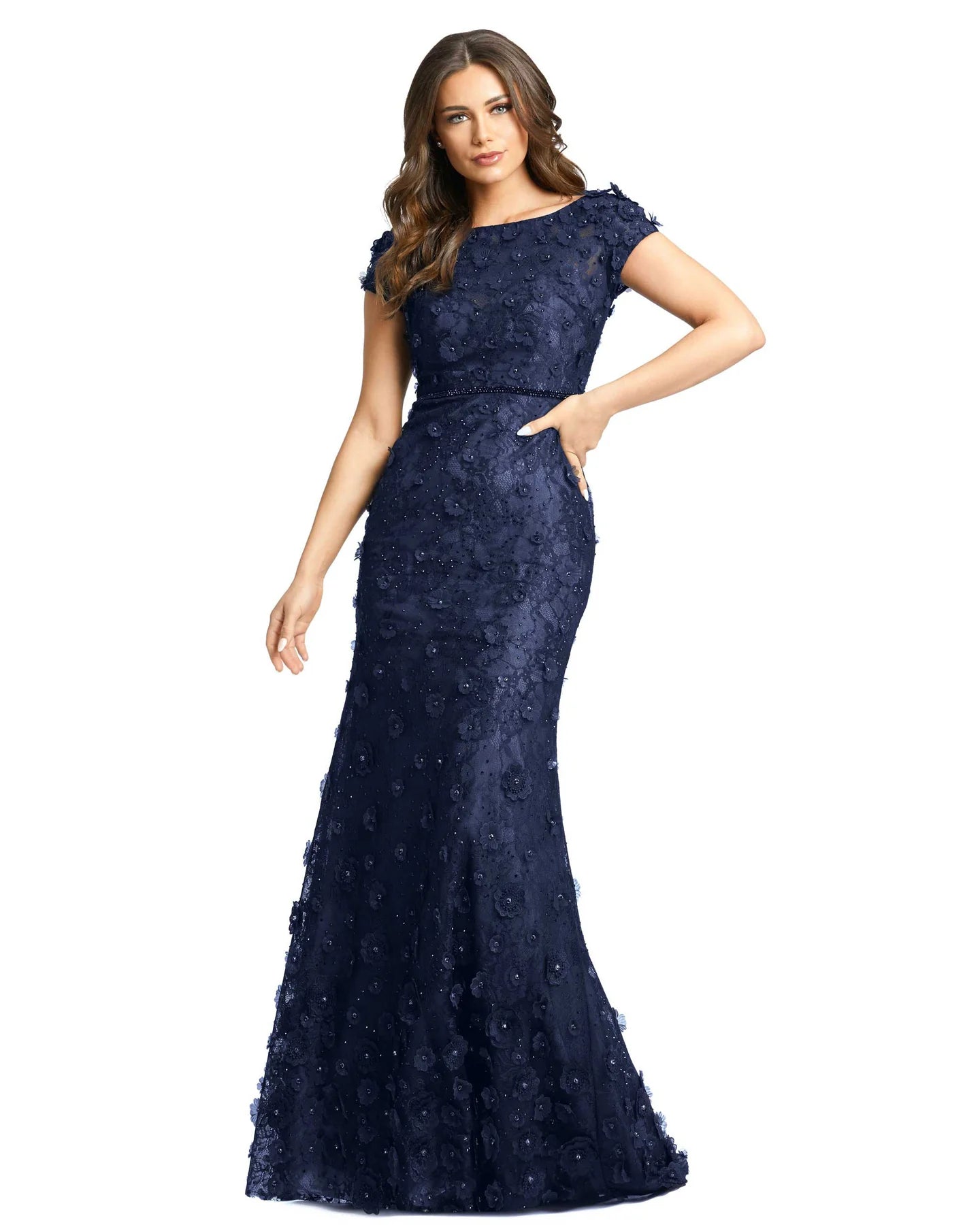 Image of Mac Duggal - 67711 Bateau Floral Sheath Dress