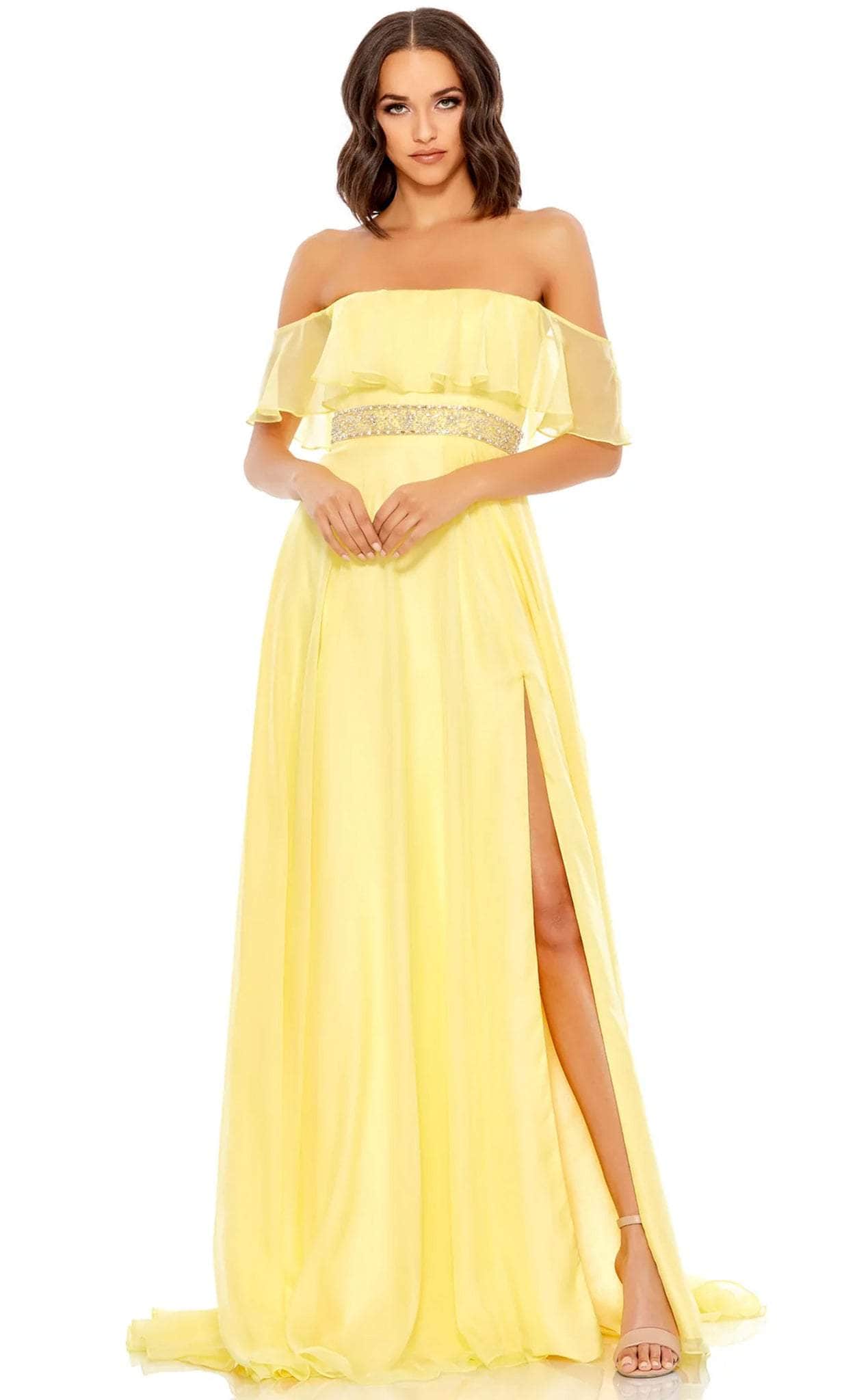 Image of Mac Duggal 67817 - Ruffled Off-Shoulder A-line Prom Dress