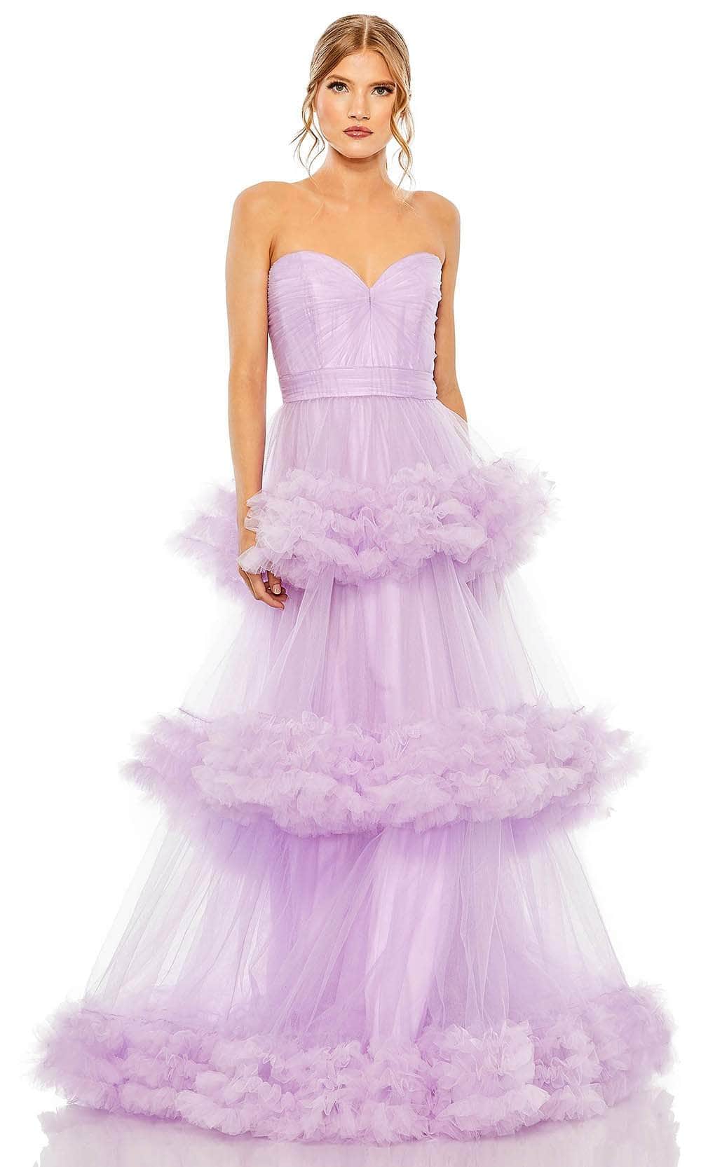 Image of Mac Duggal 68490 - Ruffle Tulle Tiered Strapless Ballgown