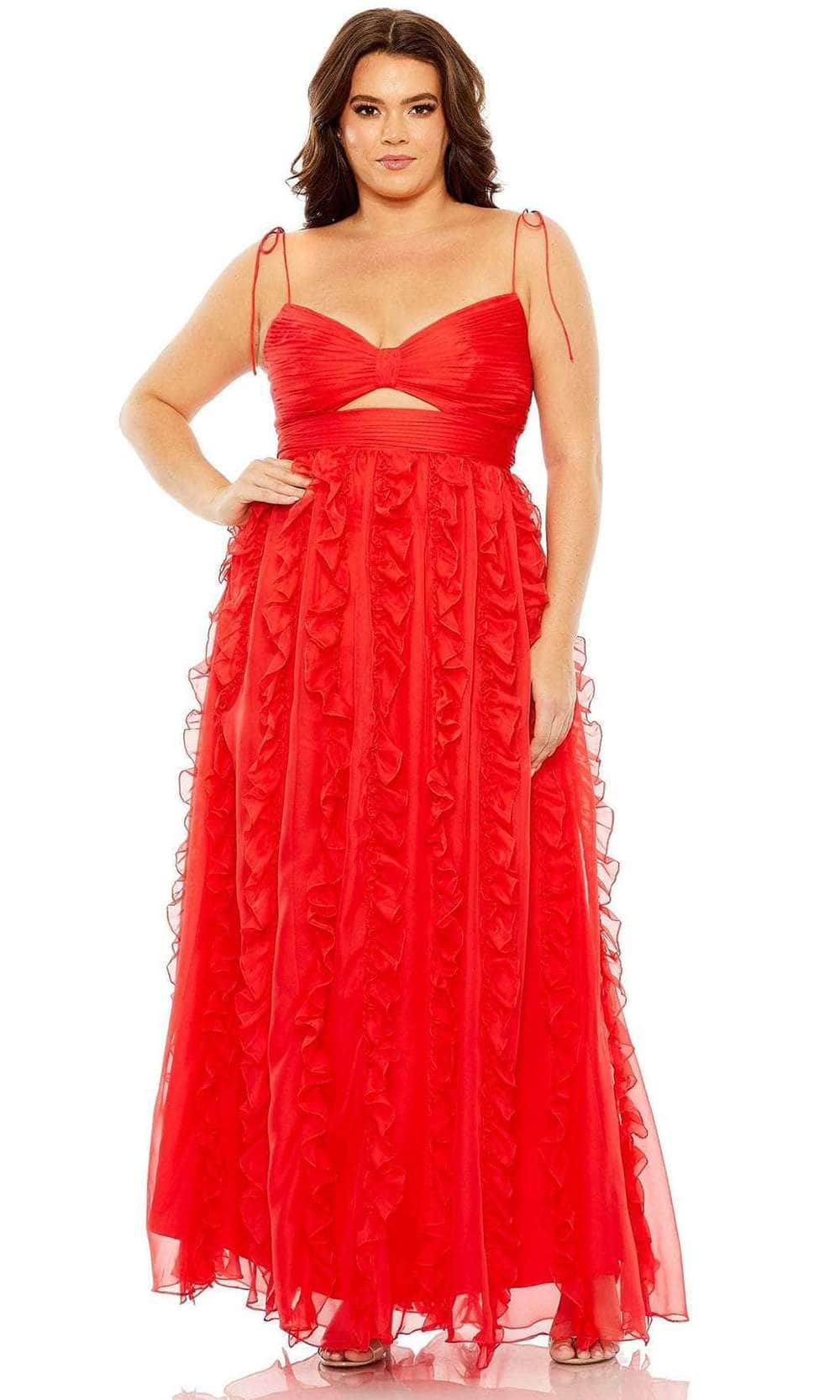 Image of Mac Duggal 68543 - Ruffled Skirt Plus Size Prom Dress