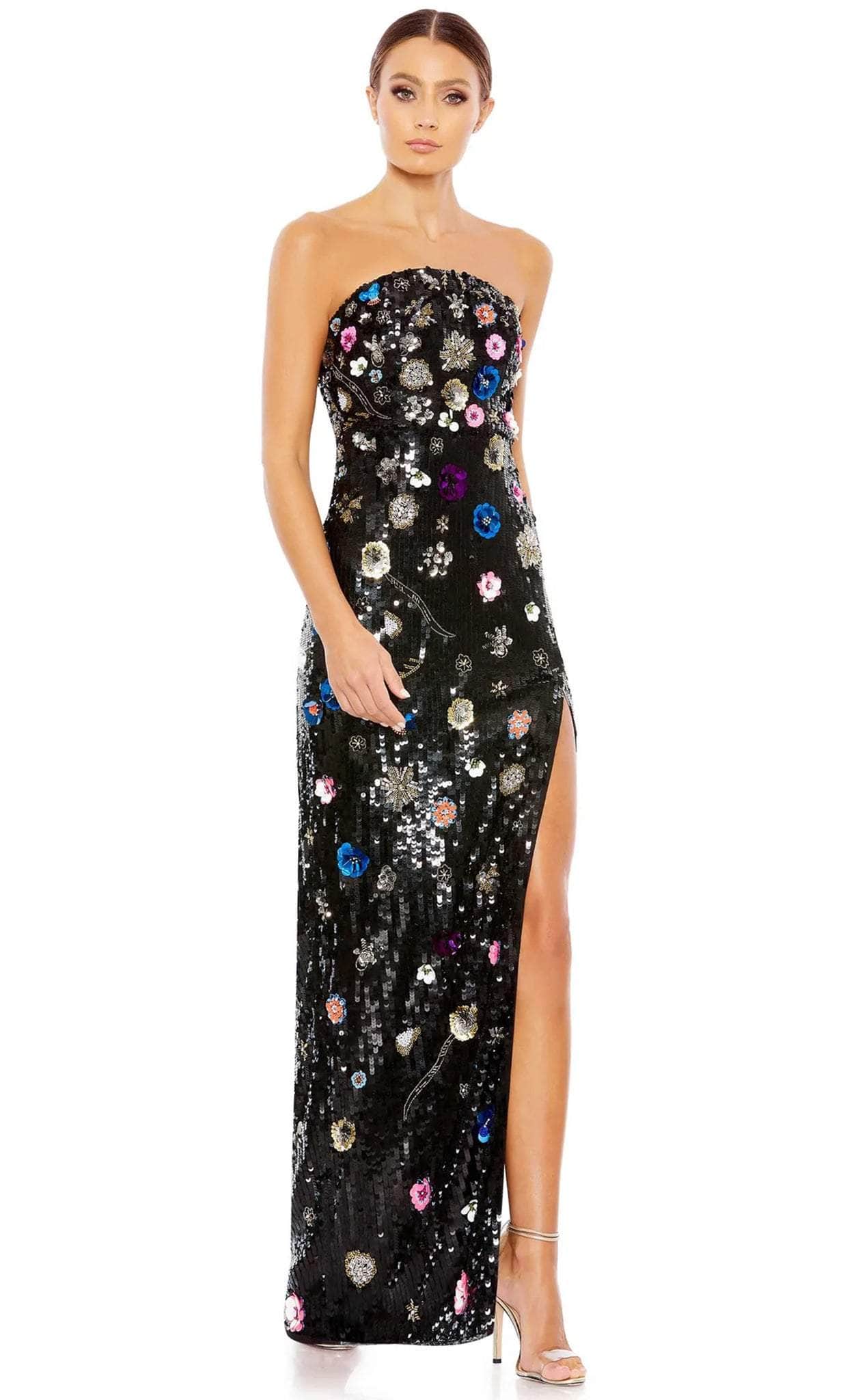 Image of Mac Duggal 93695 - Inverted Scoop Sequined Long Gown