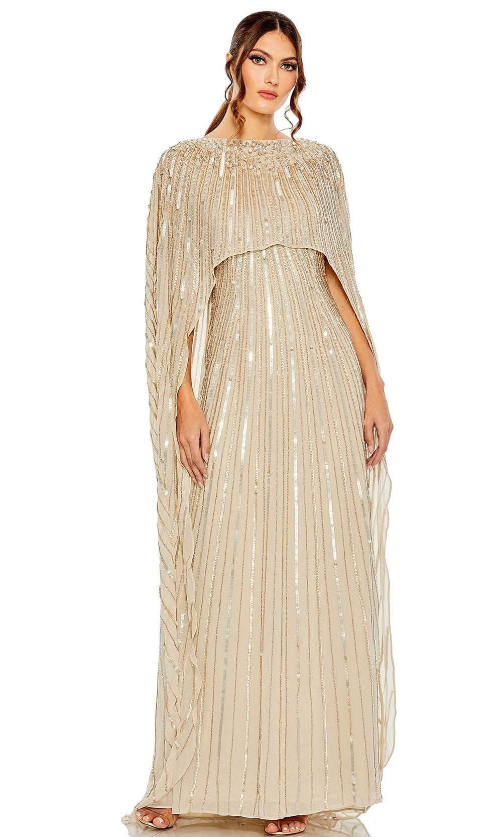 Image of Mac Duggal 93869 - Sequin Embellished Cape Sleeve Evening Dress