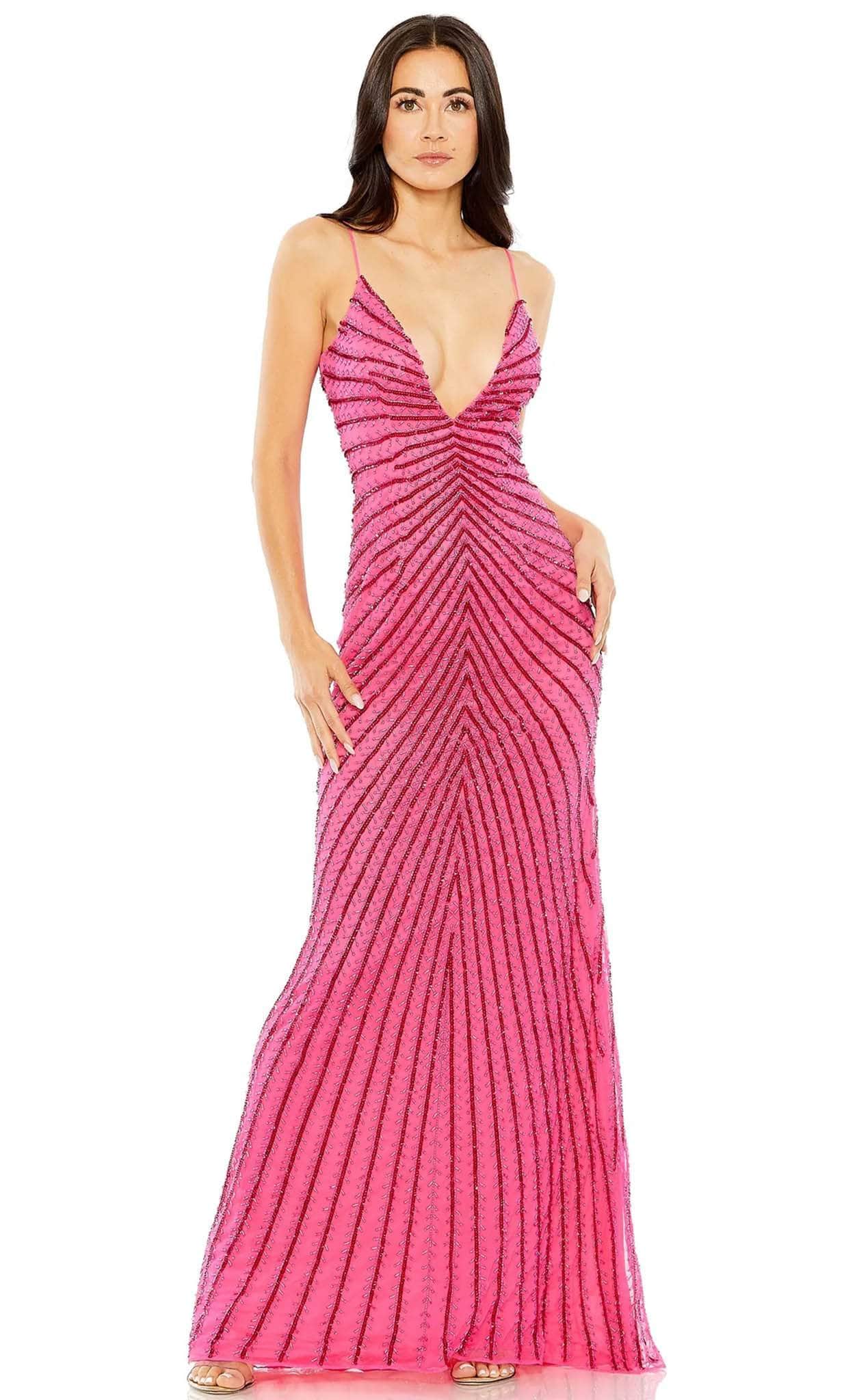 Image of Mac Duggal 93950 - Plunging V-Back Beaded Evening Gown
