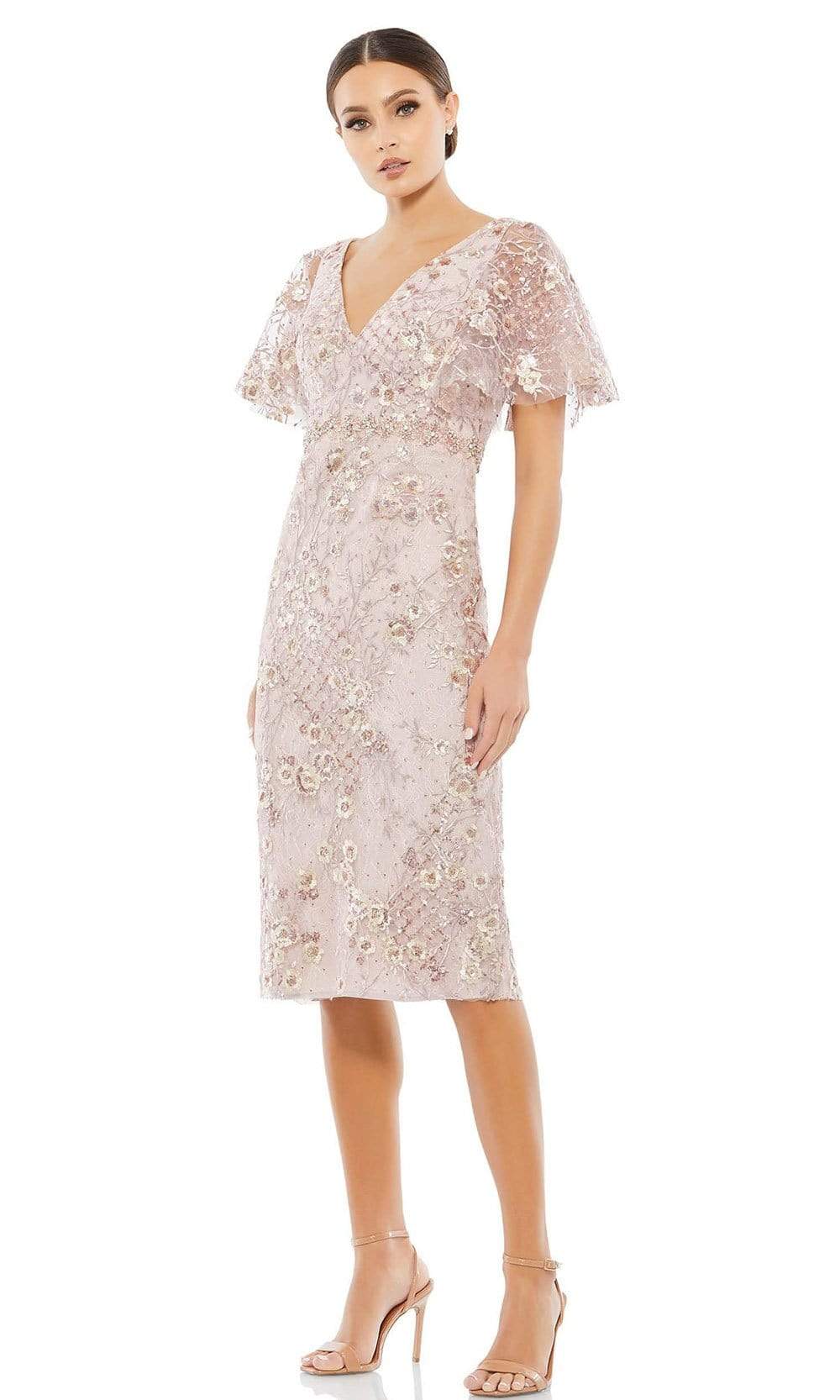 Image of Mac Duggal Cocktail - 67909D Bell Sleeve Floral Midi Dress
