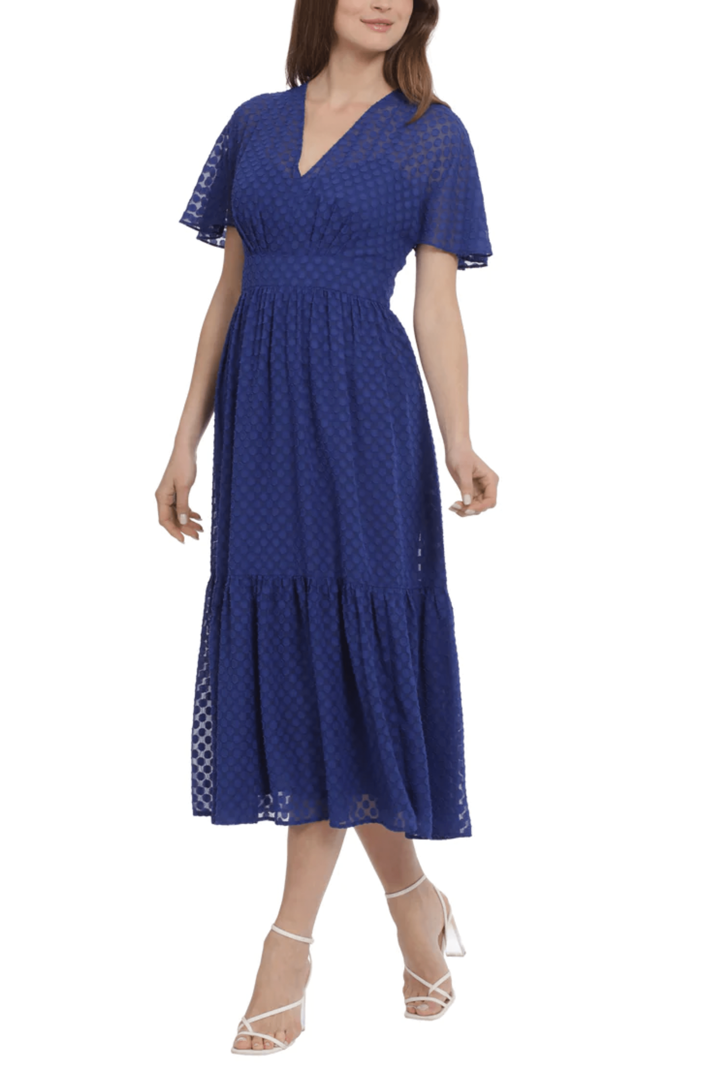 Image of Maggy London G5651M - Polka Dot Flutter Sleeve Evening Dress