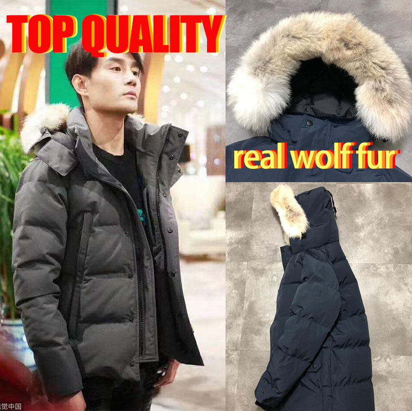 Image of Man Down Jacket Coat Men&#039s Fashion parka Waterproof Windproof Advanced Fabric Thick doudoune With Real Wolf Fur Winter Keep Warm coats