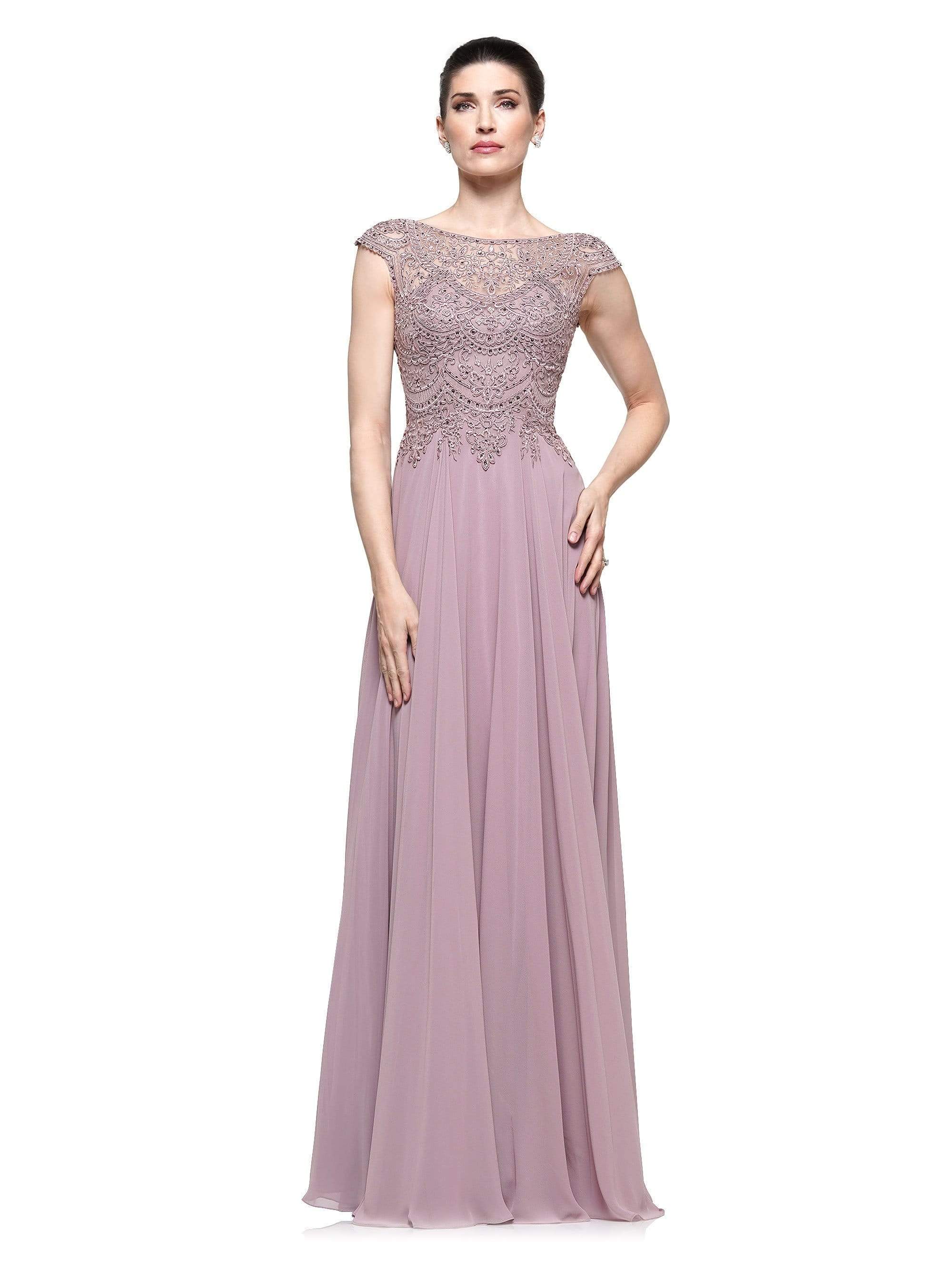 Image of Marsoni by Colors - M238 Beaded Applique A Line Chiffon Dress
