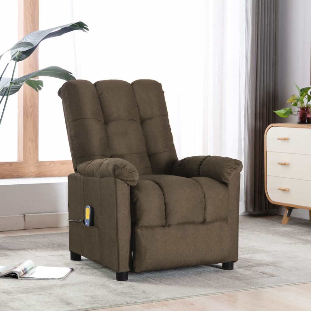 Image of Massage Recliner Brown Fabric
