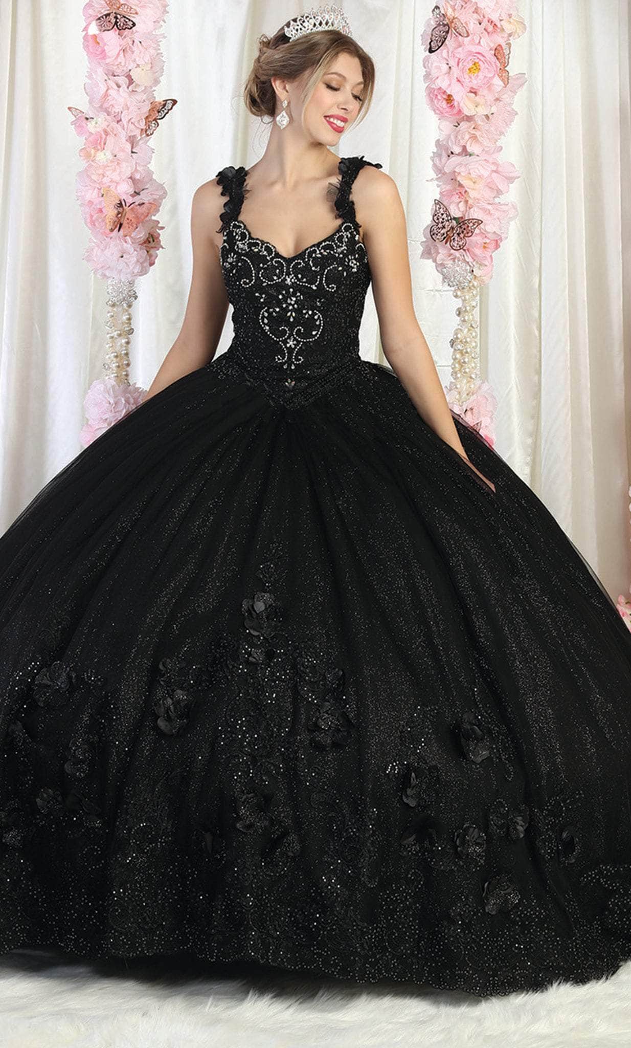 Image of May Queen LK180 - Floral Applique Quinceanera Ballgown