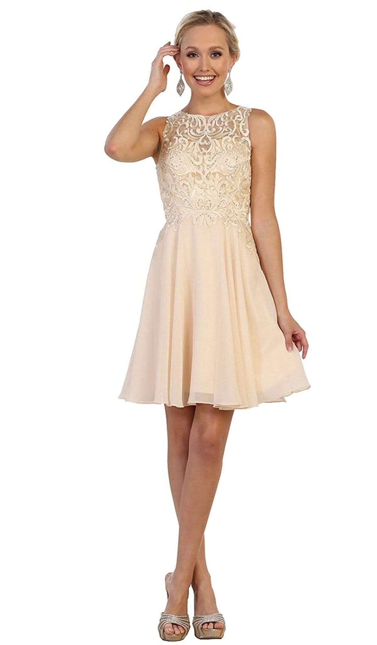 Image of May Queen - MQ1556 Beaded A-Line Cocktail Dress