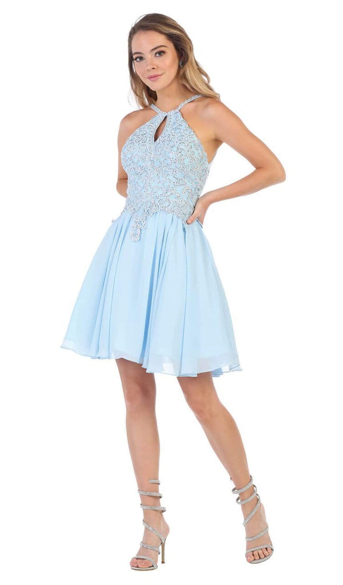 Image of May Queen - MQ1614 Front Keyhole Halter Fit and Flare Cocktail Dress