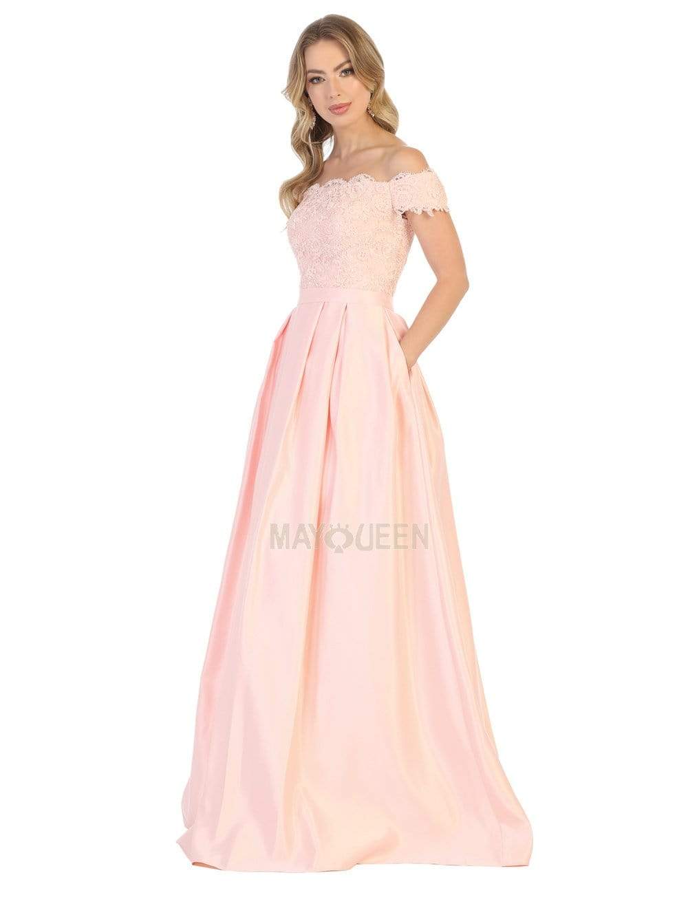 Image of May Queen - MQ1762 Scalloped Lace Bodice A-Line Dress