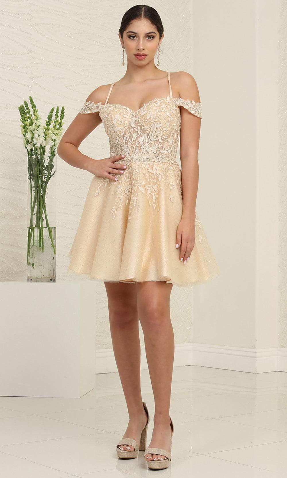 Image of May Queen MQ2099 - Off Shoulder Cocktail Dress