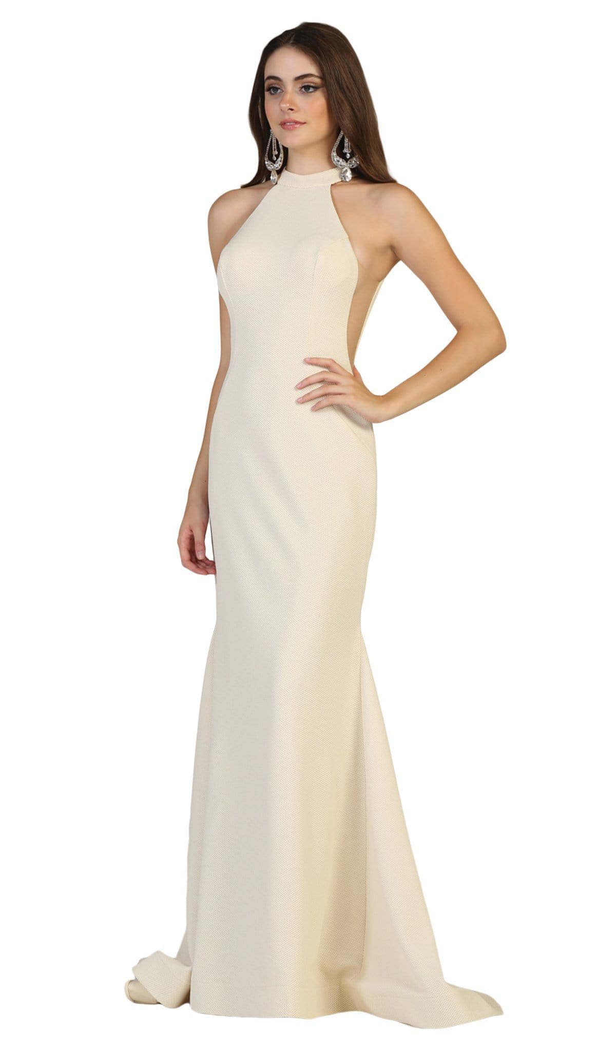 Image of May Queen - RQ7664 Sleeveless High Halter Trumpet Dress