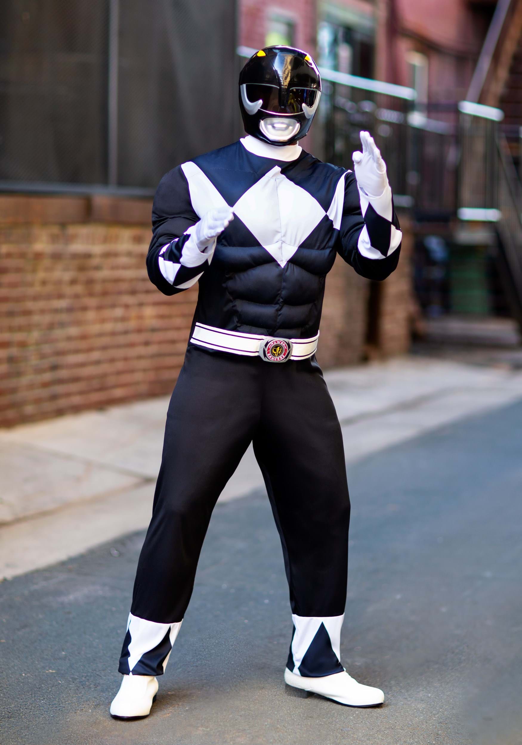 Image of Men's Power Rangers Black Ranger Muscle Costume ID DI79733-XXL
