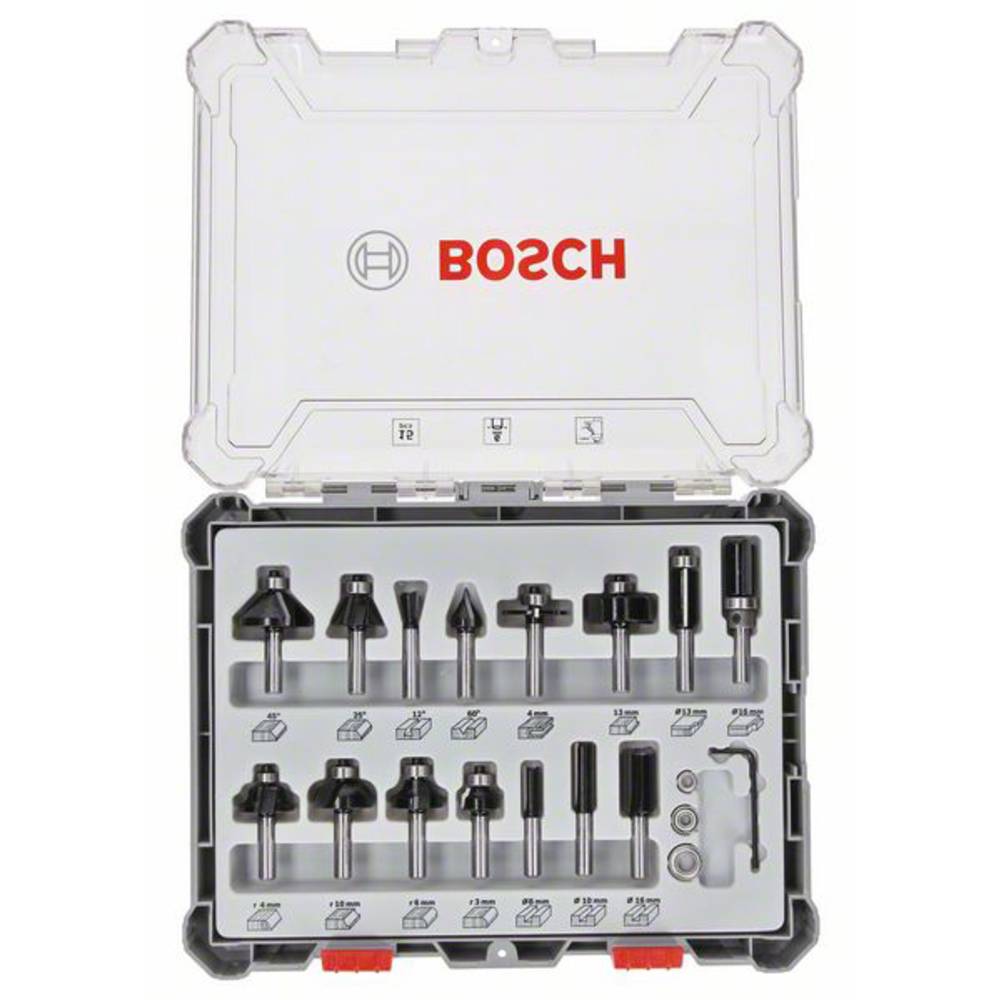 Image of Milling cutter set 6 mm shank 15-part Bosch Accessories 2607017471