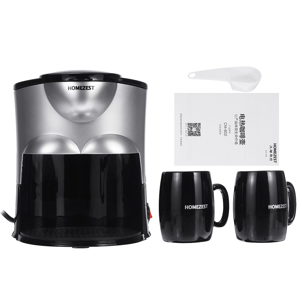 Image of Mini Coffee Maker Ceramic Double Cup Automatic Home Small American Coffee Machine
