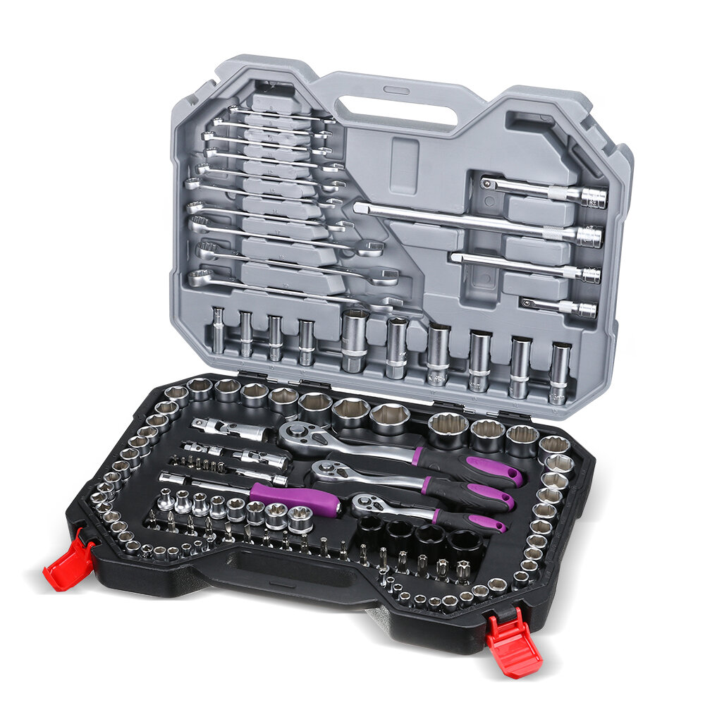 Image of Minleaf ML-TS1 120Pcs CR-V Multifunction Auto Repair Tool Box Set Torque Ratchet Wrench Combo Tools Kit Car Repairing To