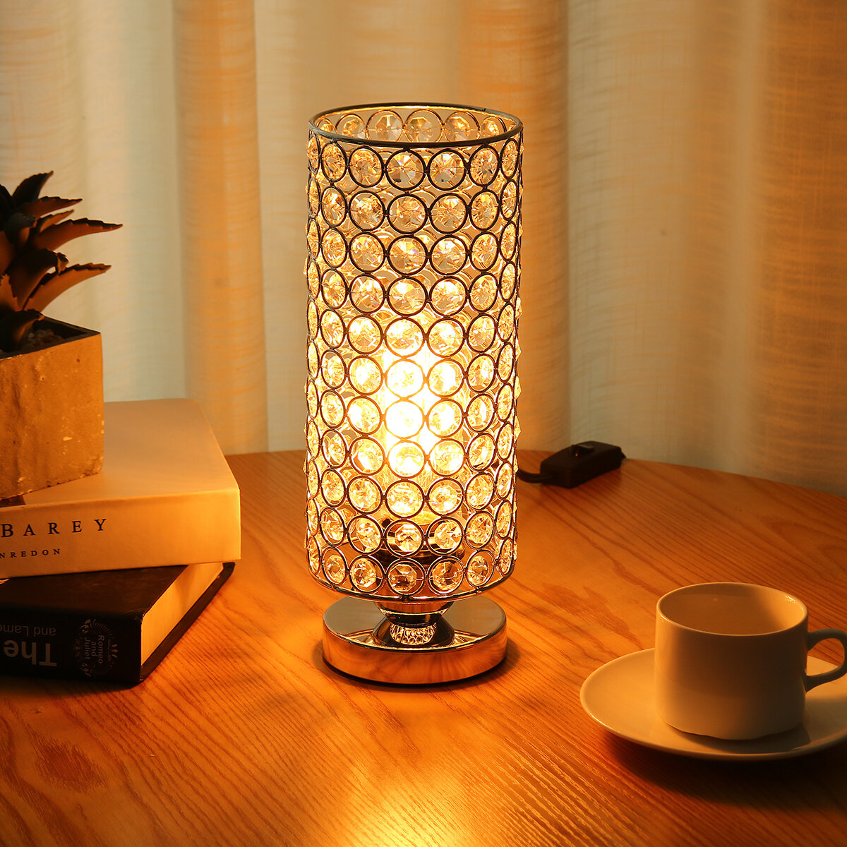 Image of Modern Design Table Lamp Crystal Dimmer Lounge Bedside Table Light Home E27/E26