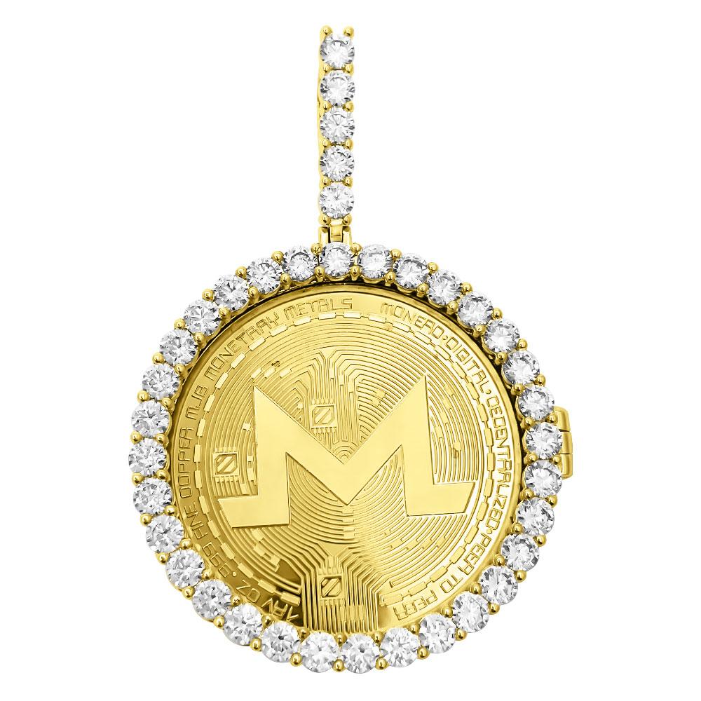 Image of Monero Coin Iced Out Frame Pendant ID 40997053202625
