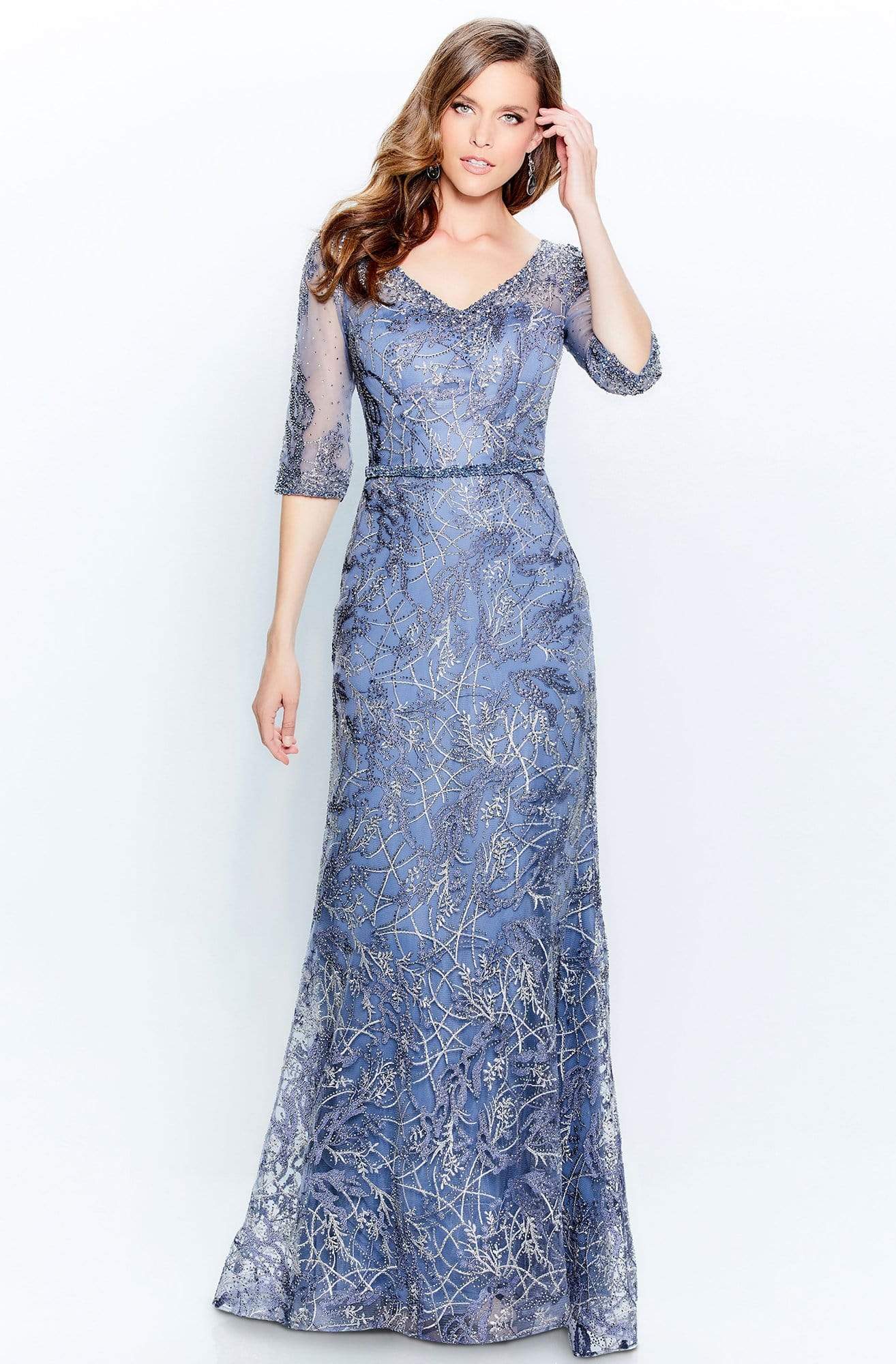 Image of Montage by Mon Cheri - 120924 Embroidered V-Neck Sheath Dress