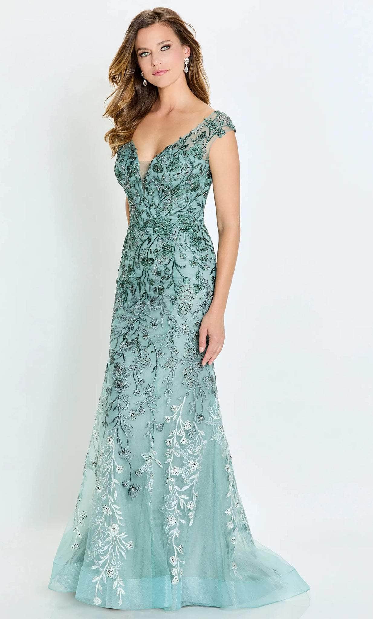 Image of Montage by Mon Cheri M522 - Cap Sleeve V-Neck Evening Gown