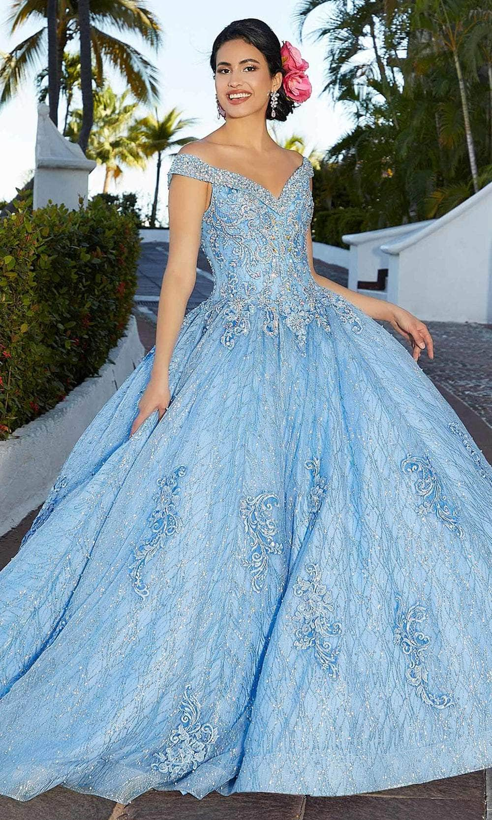 Image of Mori Lee 89357 - Beaded Off-Shoulder Quinceañera Dress