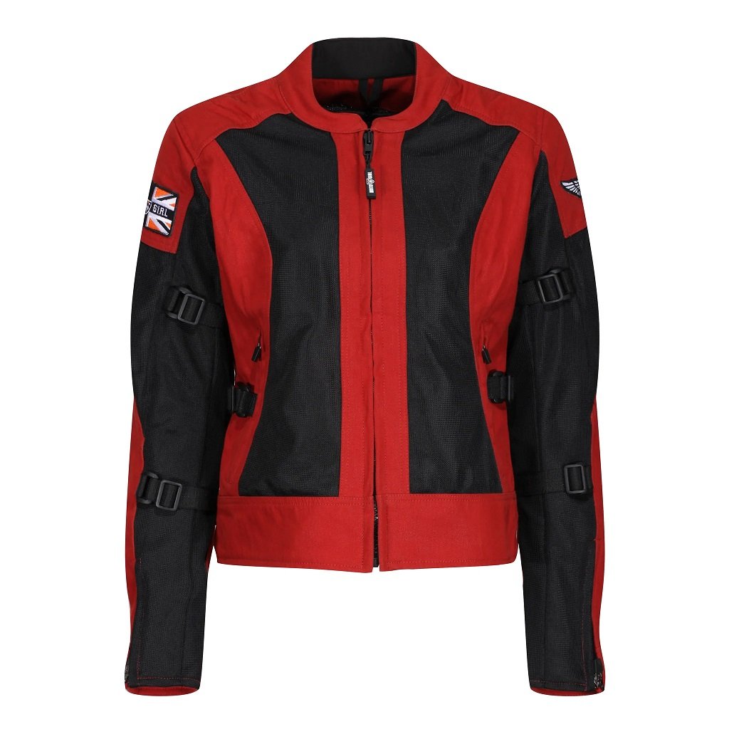 Image of Motogirl Jodie Mesh Rouge Noir Blouson Taille L