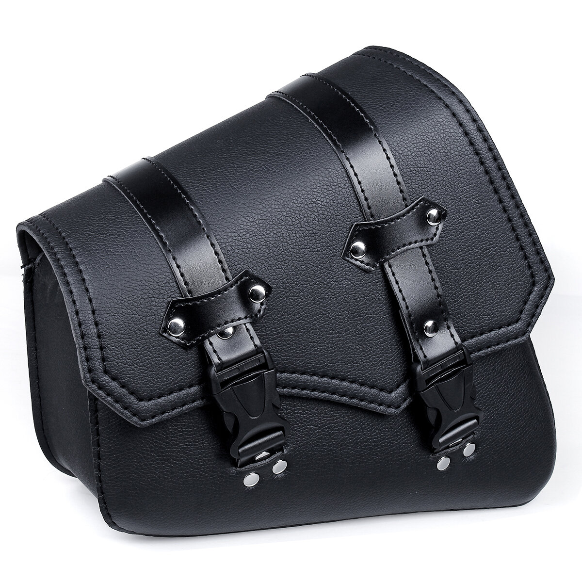 Image of Motorcycle Saddlebags 3 Quick Release Buckle Black PU Leather Waterproof Universal
