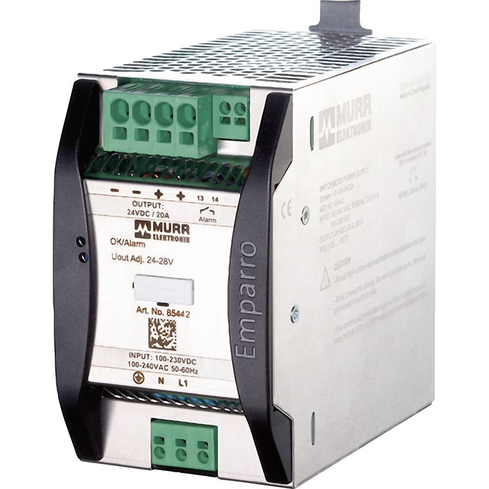 Image of Murrelektronik Emparro 20-100-240/24 Rail mounted PSU (DIN) 24 V DC 20 A 480 W No of outputs:1 x Content 1 pc(s)