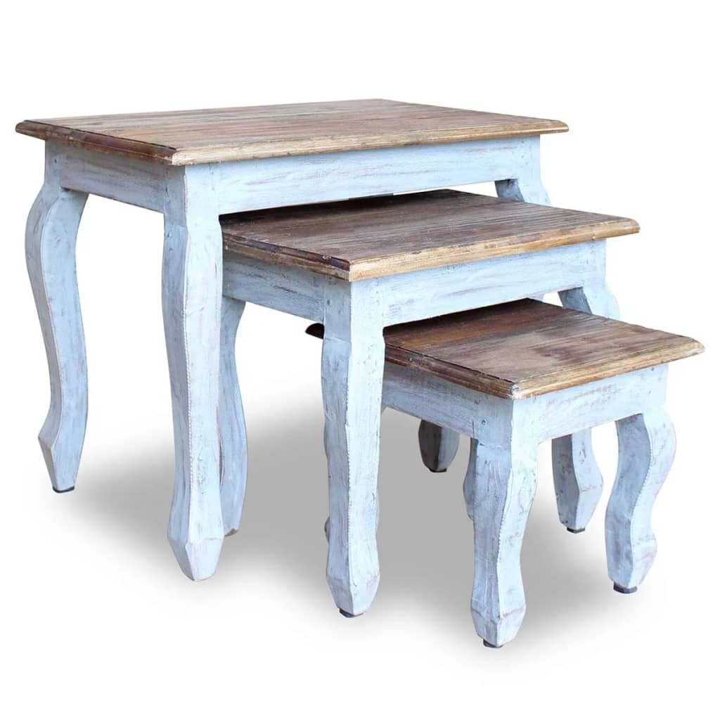 Image of Nesting Table Set 3 Pieces Solid Reclaimed Wood