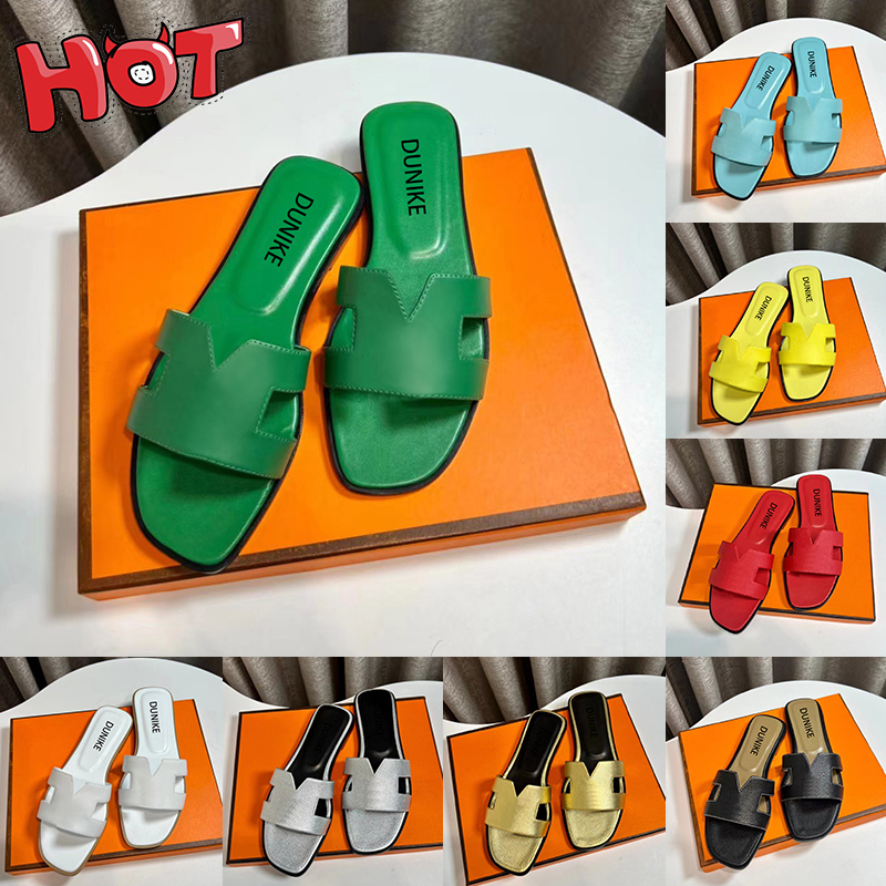 Image of New designer sandals slides with box women slippers shoes genuine leather flats Sandal Summer luxury Slide ladies Beach Flip Flops womens Sl