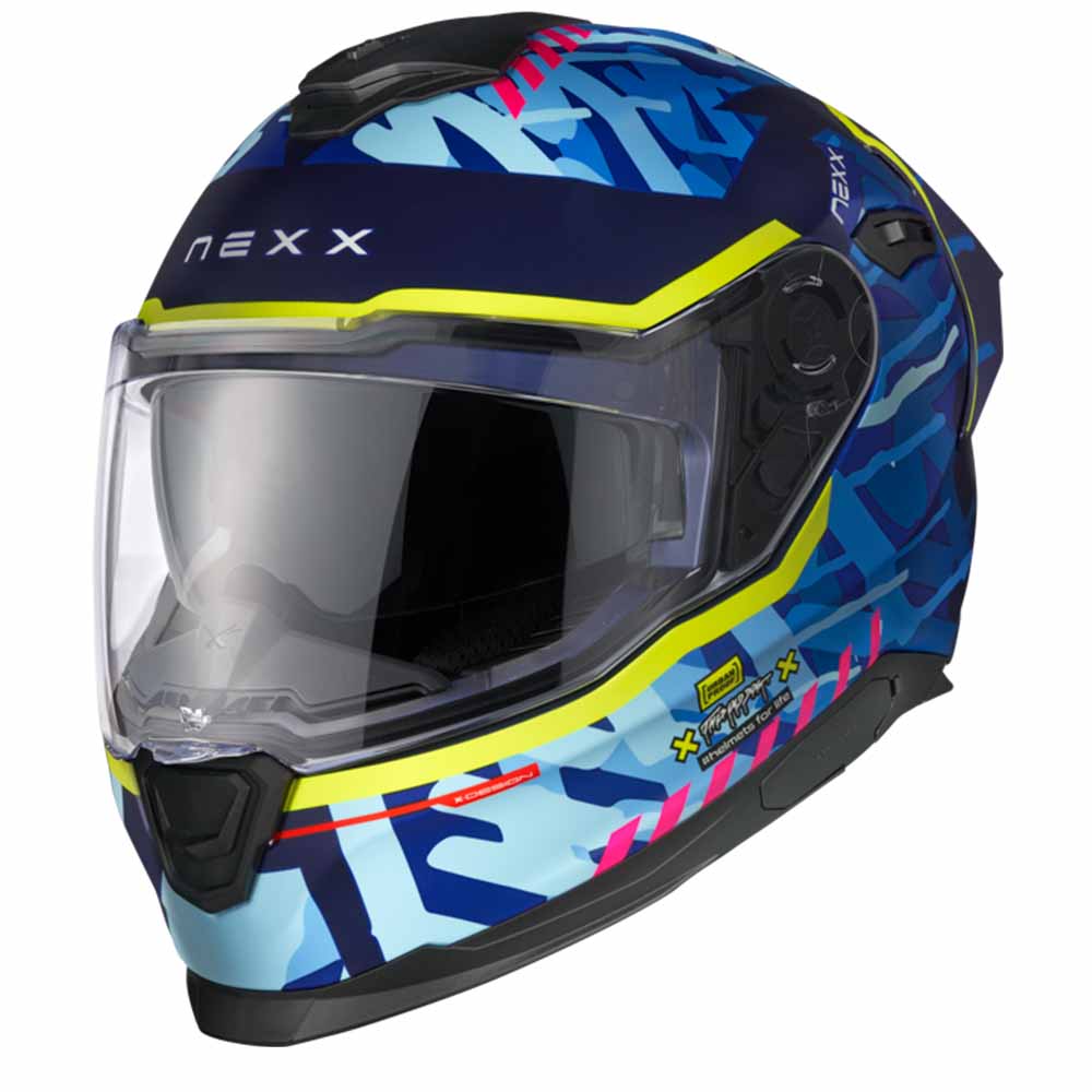 Image of Nexx Y100R Urbangram Indigo Blue Matt Full Face Helmet Size S ID 5600427114714