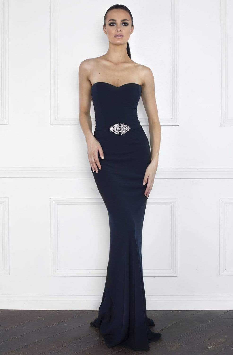 Image of Nicole Bakti - 635 Crystal Accented Strapless Sweetheart Fitted Gown