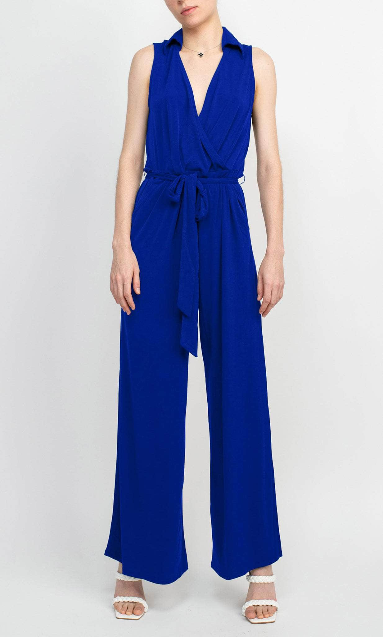 Image of Nina Leonard L11770 - Collared V-neck Jumpsuit